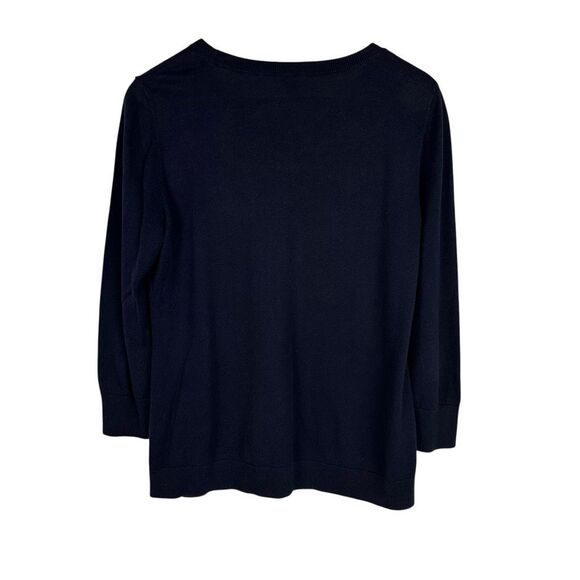 Talbots Navy Medium Sweater with Silver Beaded Dots - Picture 2 of 7